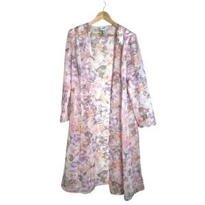 VINTAGE Women’s Sheer Floral Long Pink Purple Robe Size 12